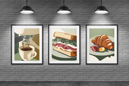Kunstdruck - Set "Moderne Café - Kultur" - 3er Set in Museumsqualität - Jasmin Moody